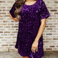 Casual Sequins Crew Neck Short Sleeve Mini Fashion Loose Party Dress