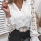 White Lace Patchwork Shirts Women Sexy Hollow Out Long Sleeve Blouse  Female Elegant Fashion Casual Single Breasted Shirt Tops