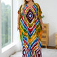 Bohemian Multicolor V Neck Loose Kaftan Dres Casual Plus Size Batwing Sleeve Dress