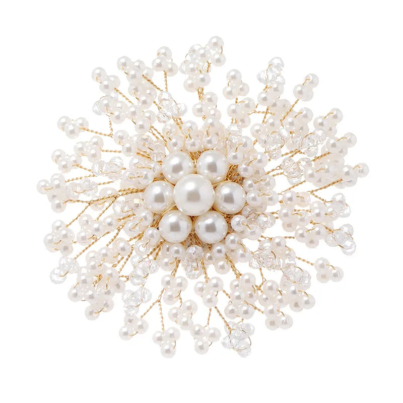 Luxury Pearl Brooches Pins Elegant Rhinestone Snowflakes Flower Accessories