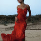 Sexy Spaghetti Strap Backless Lace-up Ruffles Long Maxi Evening Party Prom Dress