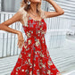 Sexy Floral Print Short Dress Beach Sundress Casual Sleeveless Lace-up