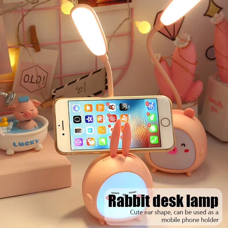 Cute Cartoon LED Desk Lamp USB Recharge Eye Protective Colorful Night Light