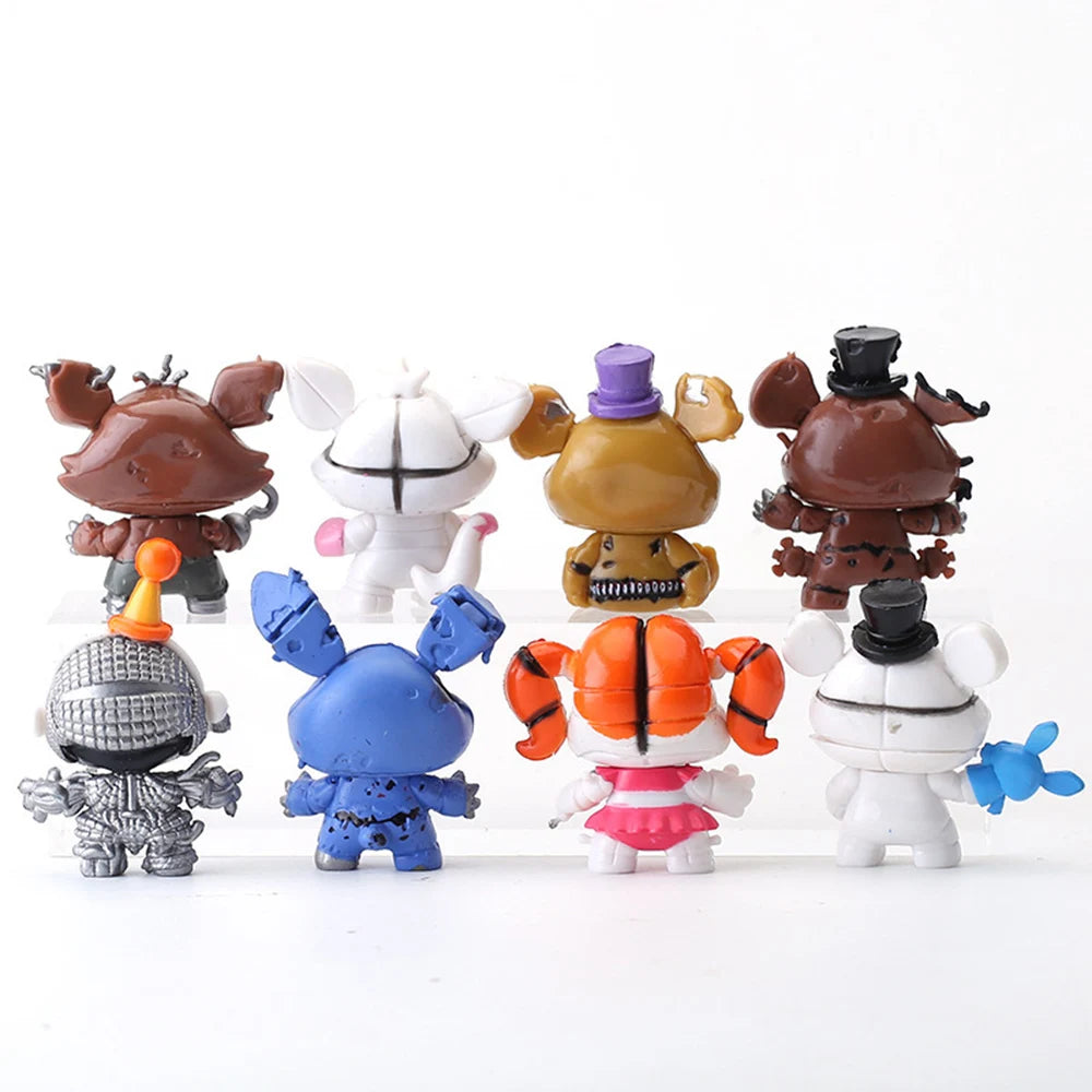 8 Pcs/Set FNAF Figure Freddy Bonnie Foxy Figures Collection Model Game Role Doll Nightmare Fredbear Figure Toys Gift