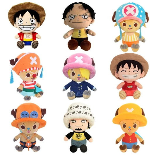 14-25cm One Piece Plush Toys Anime Figure Luffy Chopper Ace Law Cute Doll Cartoon Stuffed Keychain Pendants Kids Xmas Gifts