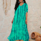 Women's Boho Style Cover Up, Plus Size Ombre V Neck Loose Fit Vacay Beach Kaftan Dress