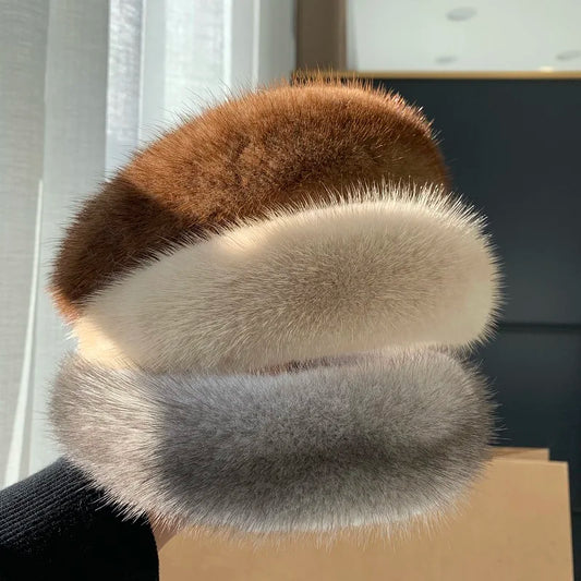 Luxury winter 100% Real Mink Fur Headbands Real Fur Hair Band Hair Hoop Furry