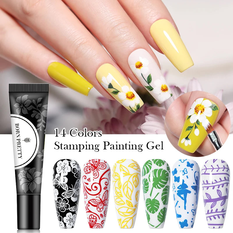 1 Bottle 8ml Stamping Gel Polish Black White Gold Silver Nail Stamping Gel Printing Polish Soak Off Gel Varnish