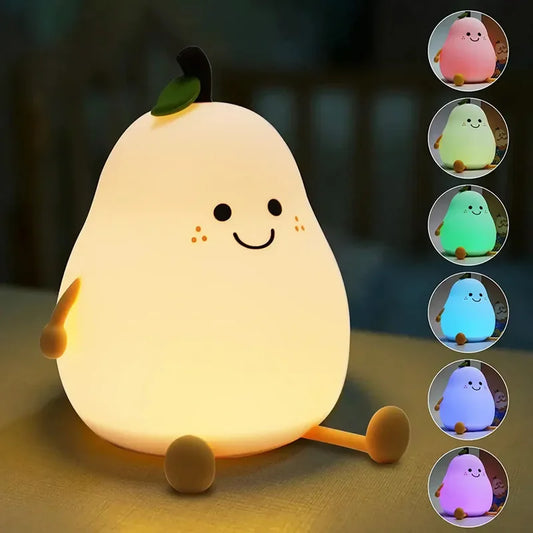 RGB Pear Shape USB Rechargeable Dimmable Bedroom Light Silicone Lamp