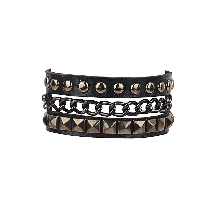 Punk Rivet Nightclub Trend Bracelet Skull Bracelets Bangle Stainless steel Gothic Multi-level Fashion Jewelry