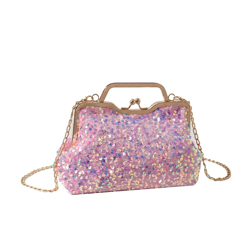 Sequin Crossbody Bags for Women Luxury Designer Fashion Party Handbags Trend Chain Cluth