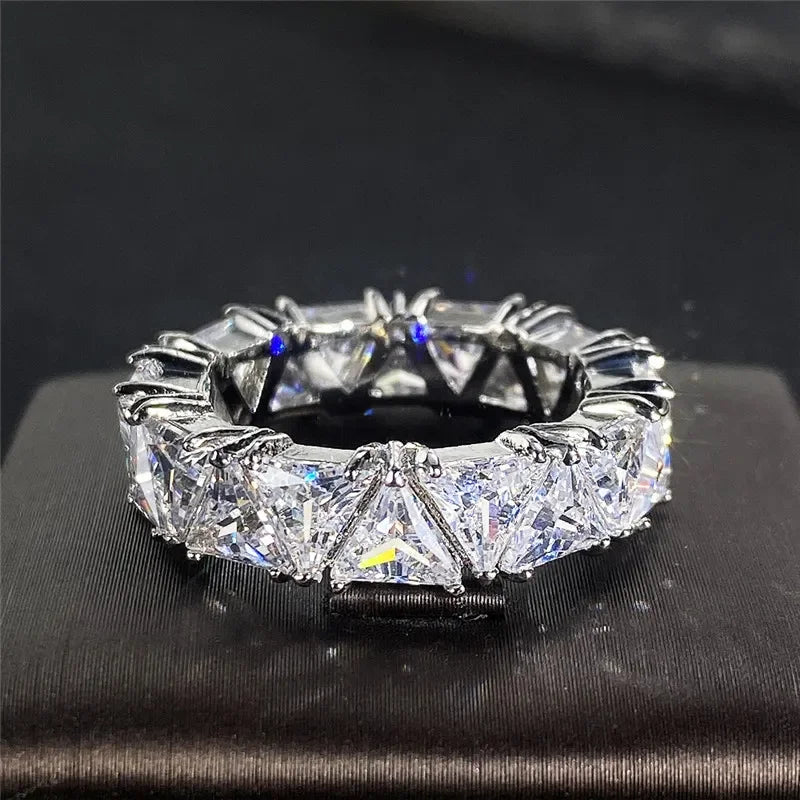 Luxury Wedding Band Promise Rings Triangle Cubic Zirconia Jewelry