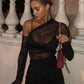 Mesh See Through Women Dress Sexy 3 Piece Set Elegant Fashion Female Clothing Casual Slim Camisole Black Bodycon Skirts