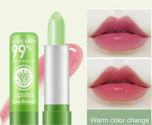 1PC Moisture Lip Balm Long-Lasting Natural Aloe Vera Lipstick Color Mood Changing Long Lasting Moisturizing Lipstick Anti Aging