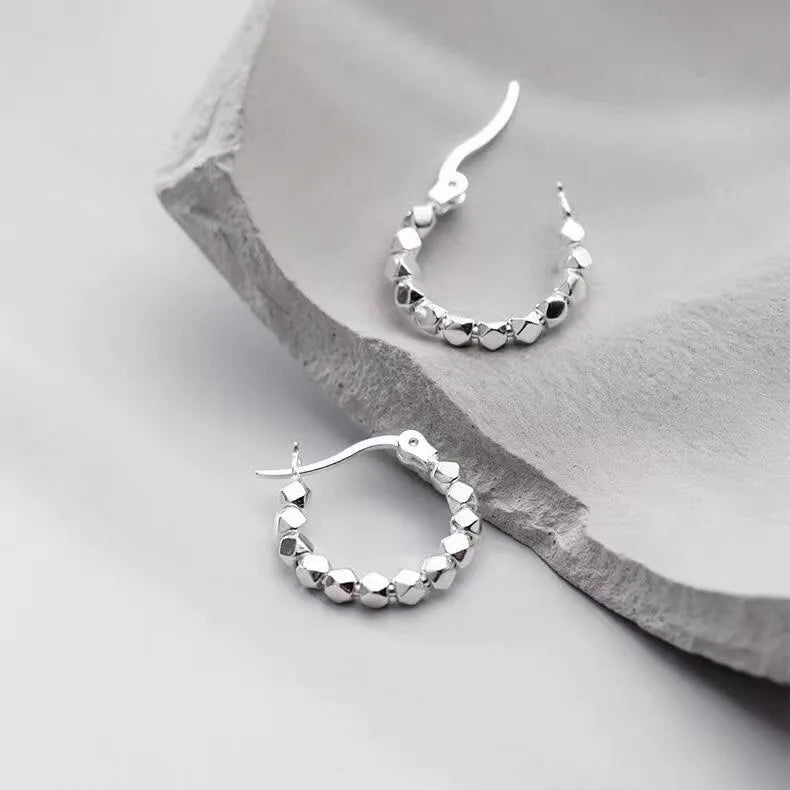 925 Sterling Silver  hoop Earrings Simple Temperament Exquisite