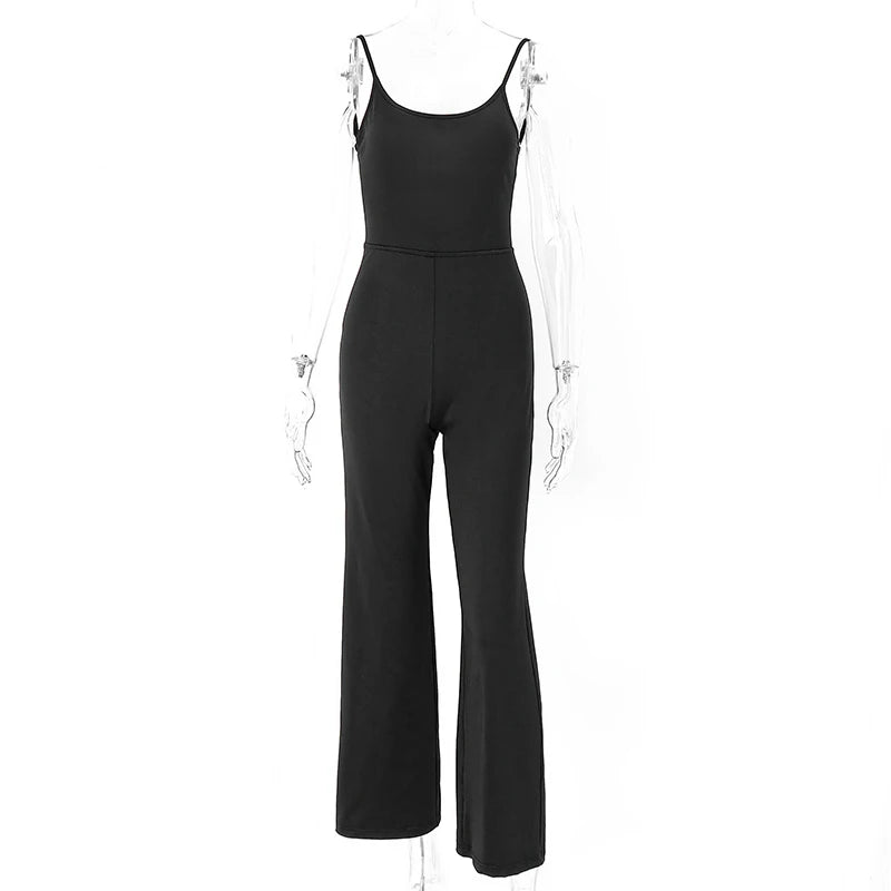 Sexy Backless Spaghetti Strap Jumpsuit Woman Summer Black Skinny Bodycon Bodysuit Pants Holiday Ladies Casual Jumpsuits