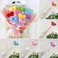 Hand Knitted Flower Yarn Crochet Heart Shape Flowers Hand Woven Bouquet Handmade Valentine's Day Gift Fake Flowers