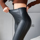 Sexy Slimming Pu Leather Leggings Women Winter Autumn Black High Waist Tights Stretch Soft Thin Fleece Leggings for Women Pants