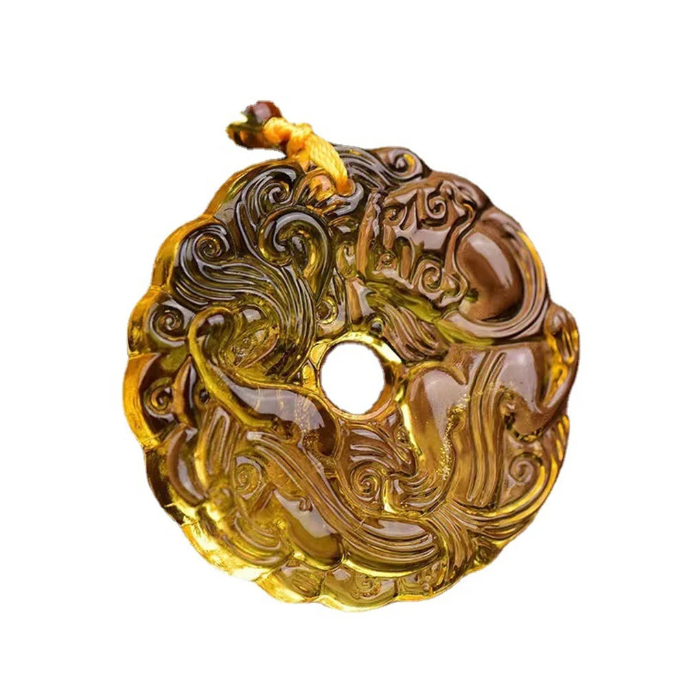 Fashion Green Jade Hand-Carved Dragon Hollow Jade Pendant Necklace Multicolor Amulet Lucky Jewelry Gift