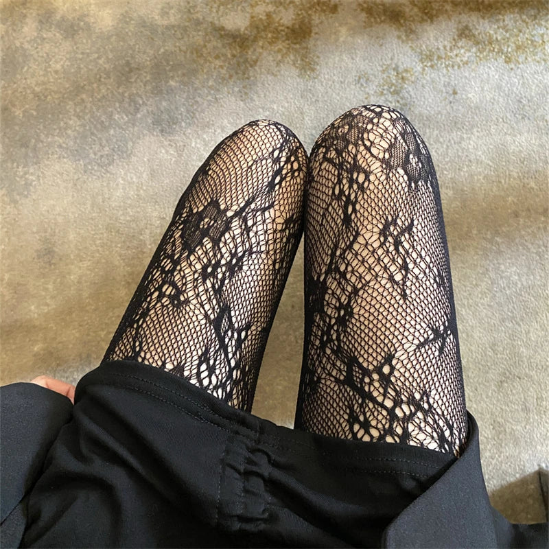 Women Rattan Sexy Stockings Club Party Anti-Snagging Flowers Tights Calcetines Fish Net Stocking Fishnet Mesh Lace Pantyhoses