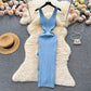 Chic Fashion Sexy Wrap Hips Split Knitted Autumn Dress Women Slim Elastic Bodycon Long Dress Streetwear Outfits Vestido