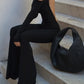 Solid Black Sexy Backless Bodycon Wide Leg Jumpsuit Women Autumn Casual Slim Long Sleeve O-Neck Playsuit Lady Streetwear