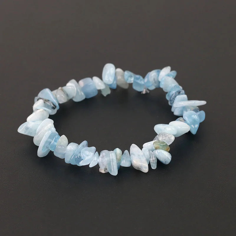 Natural Crystal Gemstone Irregular Energy Stone Bracelet Beads Chips Jewelry Amethys Aquamarine Rose Quartz Bracelets