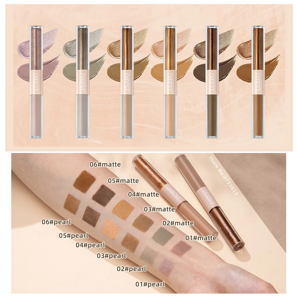 2 In 1 Stick Pearly Matte Eyeshadow Cream Smooth Nude Eye Makeup Liquid Contour Shadow Stick Waterproof Shimmer High Light Pen