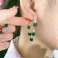 Emerald Cat Eye Stone Tassel Earrings for Women Gift Jewelry Pendientes Mujer