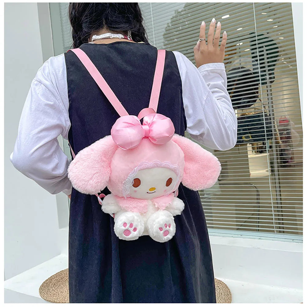 Kawaii Sanrio My Melody Plush Backpack Stuffed Animals Dolls Toys Plushie Bag Anime Cartoon