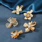 4PCS Alloy Gold Flower Hair Clips Metal Butterfly Barrettes Girl Duck Clip Hairpin Rhinestones Hair Snap Clips