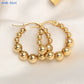 Luxury Gold Plated Square Round Stainless Steel Hoop Earrings Cross Ball Beads Earring