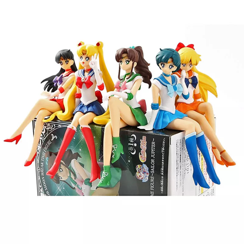 13.5cm Anime Sailor Moon Model Hino Rei Car Accessories Collection PVC Doll Sailor Mars Jupiter Mercury Venus Figures Toys Gifts