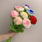 30cm Handmade Knitted Flower Artificial Rose Cotton Yarn Crochet Fake Bouque Home Decoration