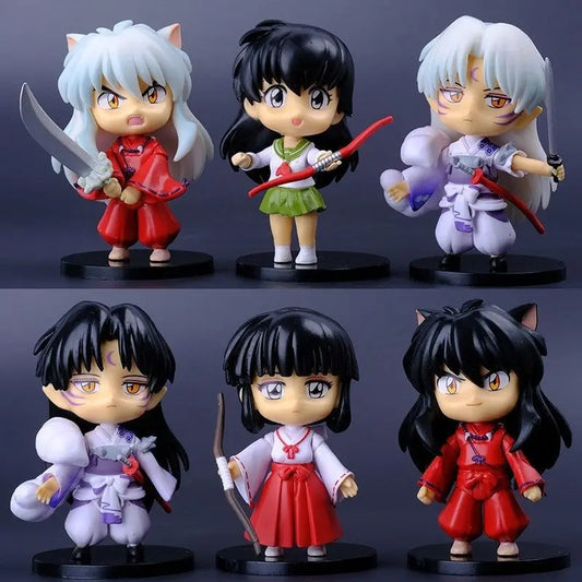 Inuyasha Anime Figure Higurashi Kagome Miroku Sesshoumaru Action Figure Q Version Toys Pvc Model Doll