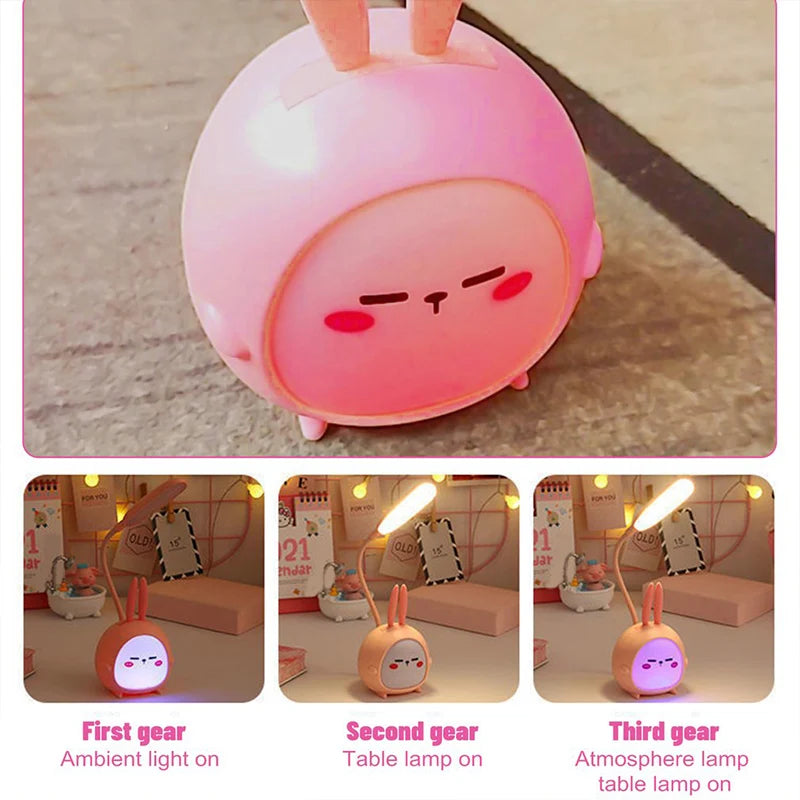 Cute Cartoon LED Desk Lamp USB Recharge Eye Protective Colorful Night Light