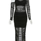 Mesh See Through Women Dress Sexy 3 Piece Set Elegant Fashion Female Clothing Casual Slim Camisole Black Bodycon Skirts