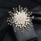 Luxury Pearl Brooches Pins Elegant Rhinestone Snowflakes Flower Accessories