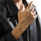 Punk Style Black Color Chain Wrist Rings for Women Men Charm Hip Hop Geometric Chain Open Rings Set