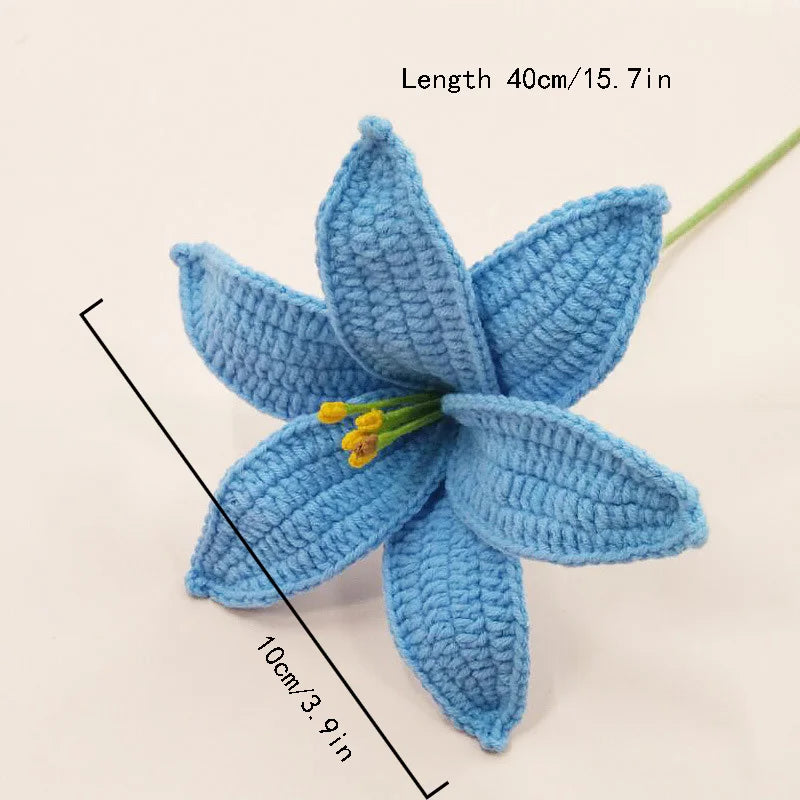 Handmade Knitted Flower Artificial Flower Wedding Decoration Crocheted Single Bouquet Fake Flower Mother's Day Birthday Gift