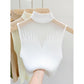 Mesh Hanging Neck Semi-high Neck Knitted Small Vest Female Undershirt Sweater Sleeveless T-shirt Short Tanks