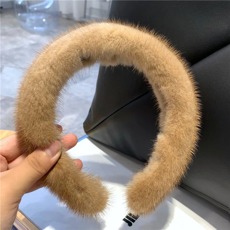 Luxury winter 100% Real Mink Fur Headbands Real Fur Hair Band Hair Hoop Furry