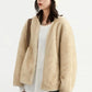 Women's Jacket Loose Casual Solid Overcoat New Female Plush Coat V-neck Outerwear Autumn Winter