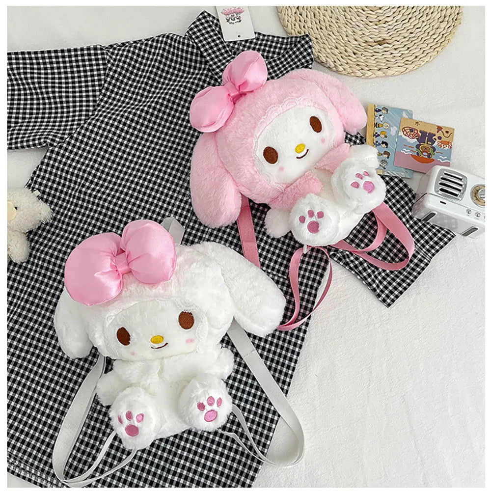 Kawaii Sanrio My Melody Plush Backpack Stuffed Animals Dolls Toys Plushie Bag Anime Cartoon