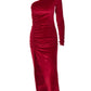 Women Elegant Long Sleeve Party Evening Velvet Bodycon Split Pencil Midi Dress