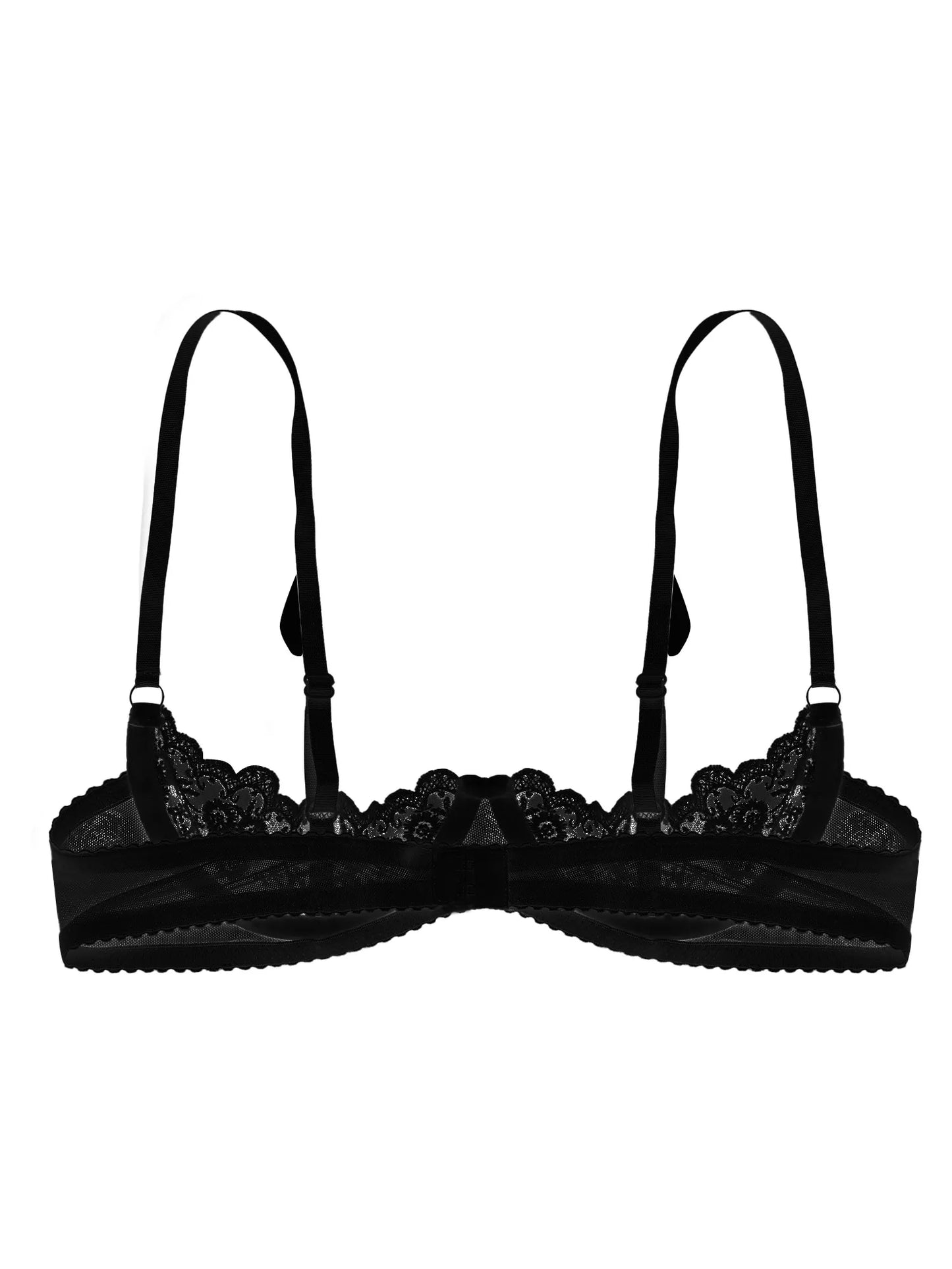 Women Lace Half Cup Bra Underwired Open Nipple Push Up Cupless Exposed Breasts Underwired See Through Sheer Lace Sexy Exotic Bra