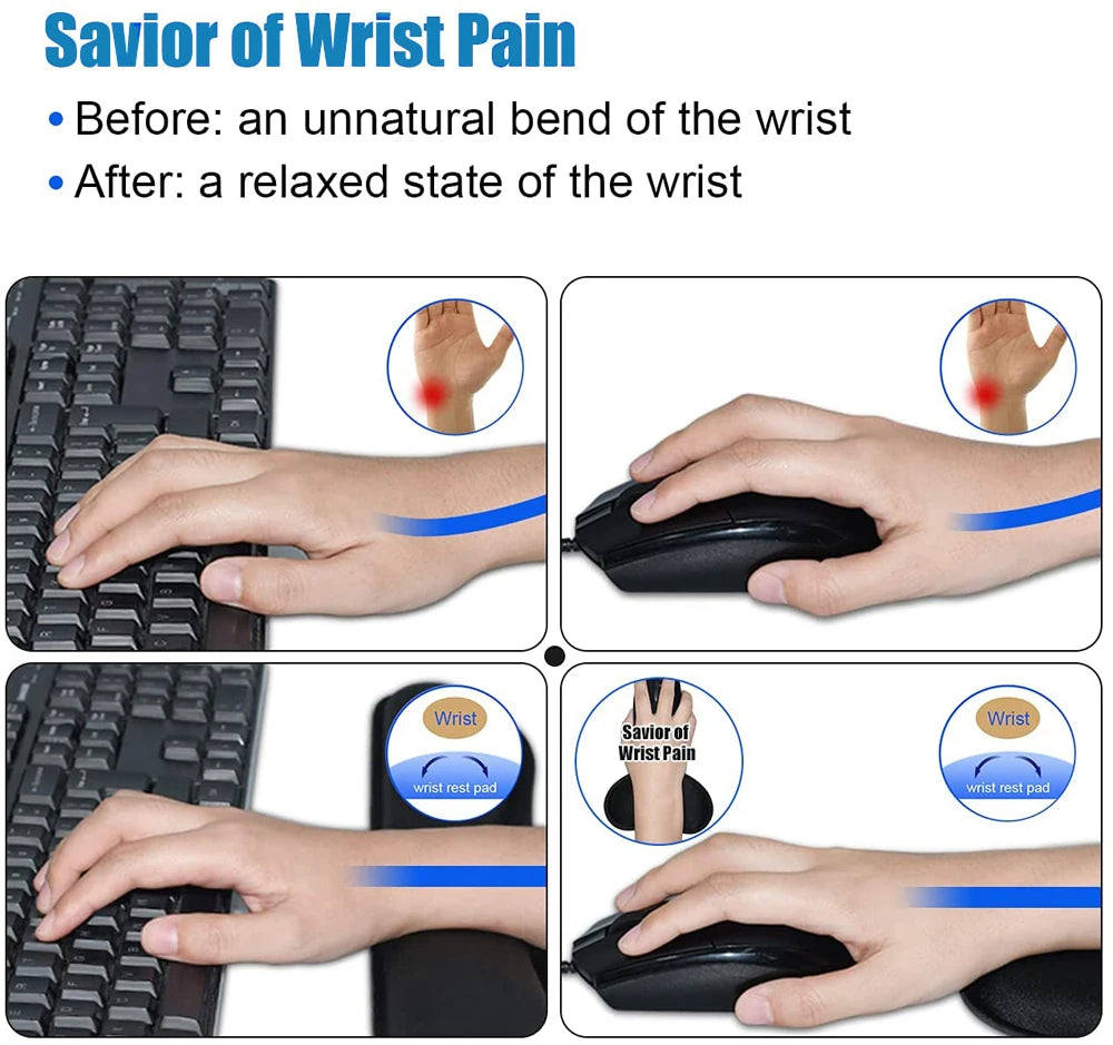 Keyboard Wrist Rest Pad Wrist Rest Mouse Pad Memory Foam Superfine Fibre Durable Comfortable Mousepad for Office Gaming