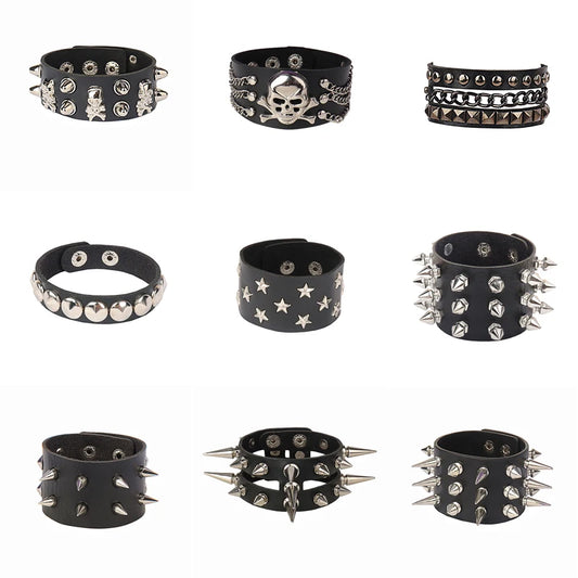 Punk Rivet Nightclub Trend Bracelet Skull Bracelets Bangle Stainless steel Gothic Multi-level Fashion Jewelry