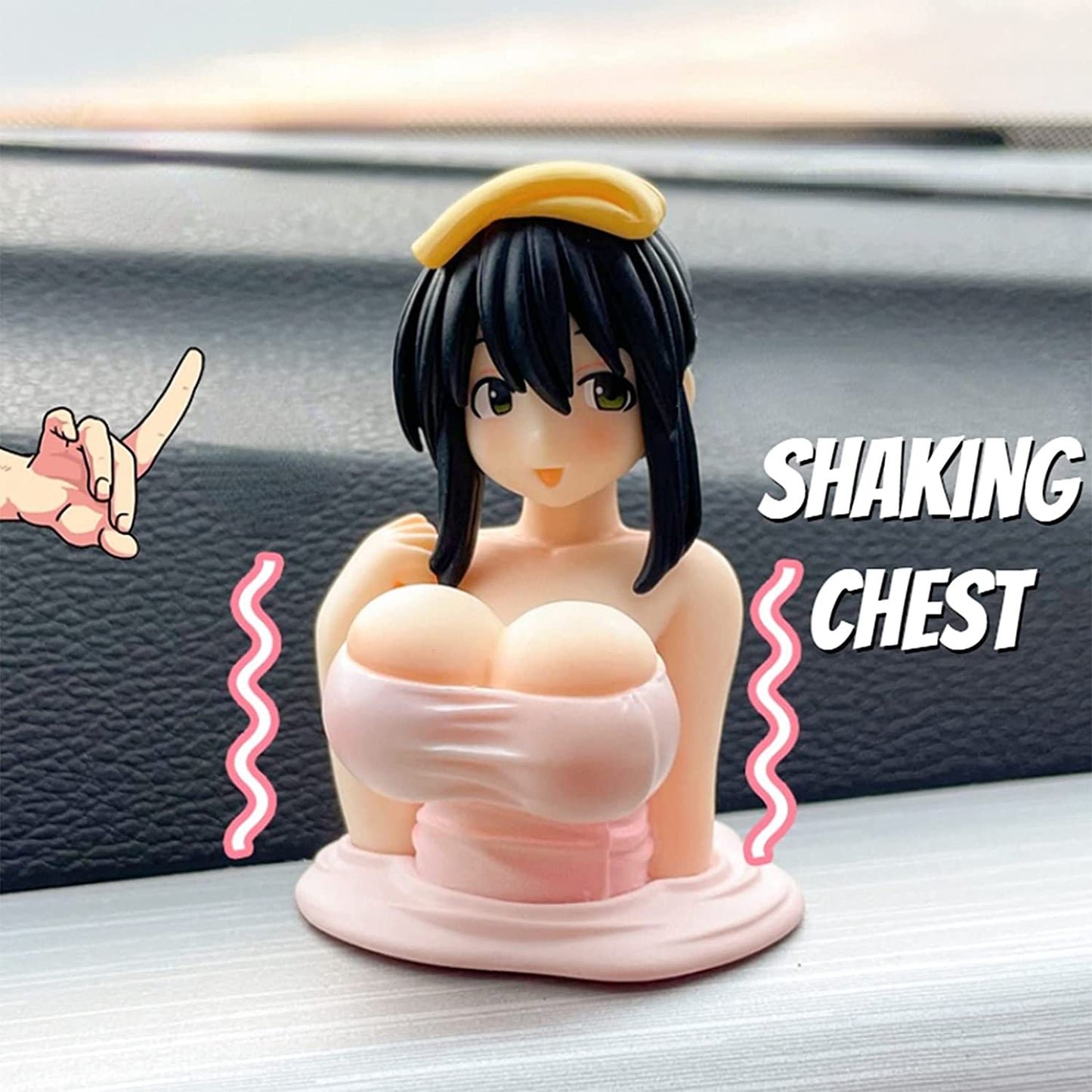 Cute Chest Shaking Girls Car Ornaments Cartoon Kawaii Car Dashboard Accessories Pink Anime Car Accessories Interior