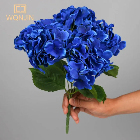 5 Heads Hydrangea Bouquet Silk Artificial Flowers for Party Wedding Room Decoration